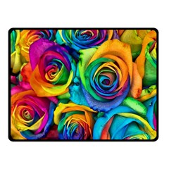 Colorful Roses Bouquet Rainbow Two Sides Fleece Blanket (small) by B30l