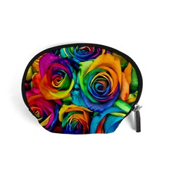 Colorful Roses Bouquet Rainbow Accessory Pouch (small) by B30l