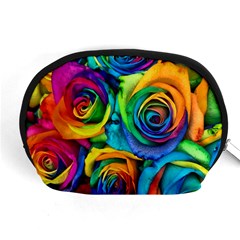 Colorful Roses Bouquet Rainbow Accessory Pouch (medium) by B30l