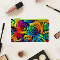 Colorful Roses Bouquet Rainbow Cosmetic Bag (xs) by B30l