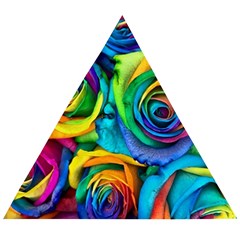 Colorful Roses Bouquet Rainbow Wooden Puzzle Triangle by B30l