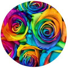 Colorful Roses Bouquet Rainbow Wooden Bottle Opener (round) by B30l