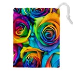 Colorful Roses Bouquet Rainbow Drawstring Pouch (5XL) Front