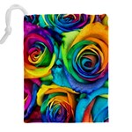 Colorful Roses Bouquet Rainbow Drawstring Pouch (5XL) Back