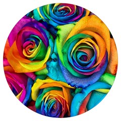 Colorful Roses Bouquet Rainbow Round Trivet by B30l