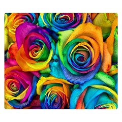 Colorful Roses Bouquet Rainbow Premium Plush Fleece Blanket (small) by B30l