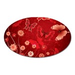 Four Red Butterflies With Flower Illustration Butterfly Flowers Oval Magnet Front