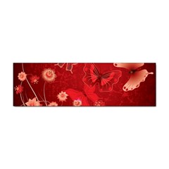 Four Red Butterflies With Flower Illustration Butterfly Flowers Sticker Bumper (100 Pack) by B30l