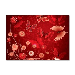 Four Red Butterflies With Flower Illustration Butterfly Flowers Sticker A4 (10 pack)