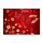 Four Red Butterflies With Flower Illustration Butterfly Flowers Sticker A4 (100 pack) Front