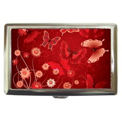 Four Red Butterflies With Flower Illustration Butterfly Flowers Cigarette Money Case