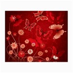 Four Red Butterflies With Flower Illustration Butterfly Flowers Small Glasses Cloth (2 Sides) Front