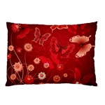 Four Red Butterflies With Flower Illustration Butterfly Flowers Pillow Case 26.62 x18.9  Pillow Case