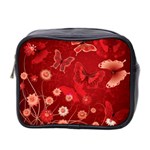 Four Red Butterflies With Flower Illustration Butterfly Flowers Mini Toiletries Bag (Two Sides) Front