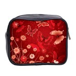 Four Red Butterflies With Flower Illustration Butterfly Flowers Mini Toiletries Bag (Two Sides) Back