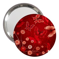 Four Red Butterflies With Flower Illustration Butterfly Flowers 3  Handbag Mirrors by B30l