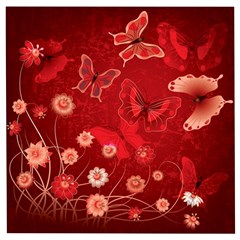 Four Red Butterflies With Flower Illustration Butterfly Flowers Wooden Puzzle Square