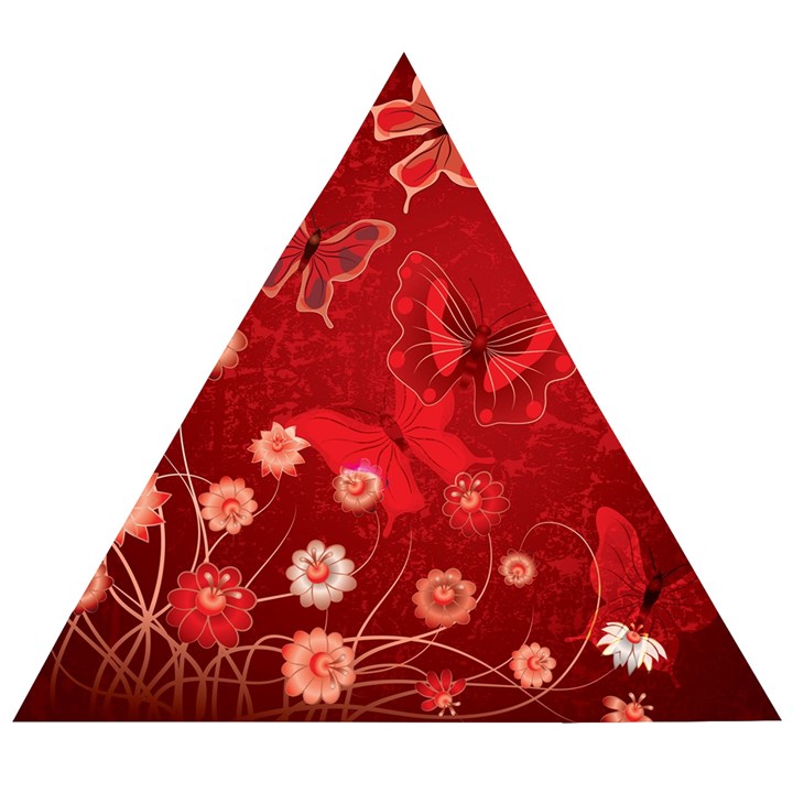 Four Red Butterflies With Flower Illustration Butterfly Flowers Wooden Puzzle Triangle