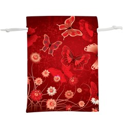 Four Red Butterflies With Flower Illustration Butterfly Flowers Lightweight Drawstring Pouch (XL)