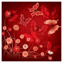 Four Red Butterflies With Flower Illustration Butterfly Flowers Lightweight Scarf  by B30l