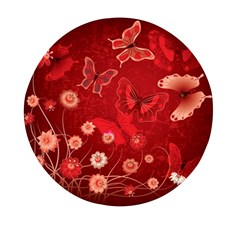 Four Red Butterflies With Flower Illustration Butterfly Flowers Mini Round Pill Box (pack Of 3) by B30l