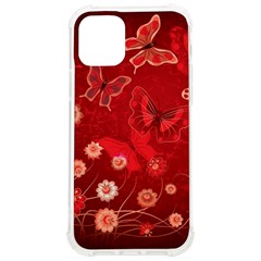 Four Red Butterflies With Flower Illustration Butterfly Flowers Iphone 12/12 Pro Tpu Uv Print Case by B30l