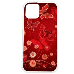 Four Red Butterflies With Flower Illustration Butterfly Flowers Iphone 12 Pro Max Tpu Uv Print Case by B30l