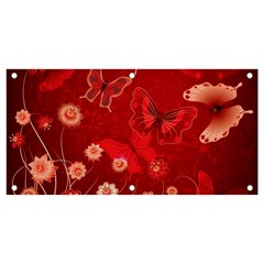 Four Red Butterflies With Flower Illustration Butterfly Flowers Banner And Sign 4  X 2  by B30l