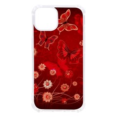 Four Red Butterflies With Flower Illustration Butterfly Flowers Iphone 13 Tpu Uv Print Case by B30l