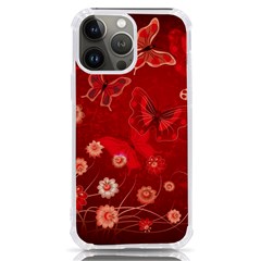 Four Red Butterflies With Flower Illustration Butterfly Flowers iPhone 13 Pro Max TPU UV Print Case