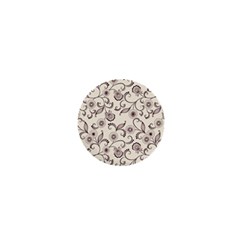 White And Brown Floral Wallpaper Flowers Background Pattern 1  Mini Buttons by B30l