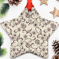 White And Brown Floral Wallpaper Flowers Background Pattern Ornament (star)