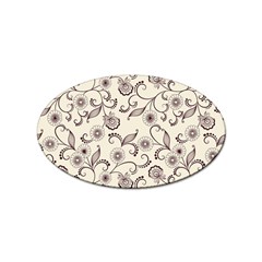 White And Brown Floral Wallpaper Flowers Background Pattern Sticker Oval (10 Pack) by B30l