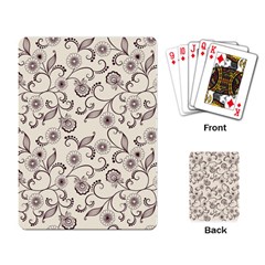 White And Brown Floral Wallpaper Flowers Background Pattern Playing Cards Single Design (rectangle)