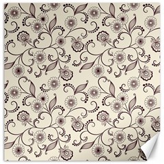 White And Brown Floral Wallpaper Flowers Background Pattern Canvas 12  X 12  by B30l