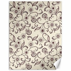 White And Brown Floral Wallpaper Flowers Background Pattern Canvas 12  X 16  by B30l