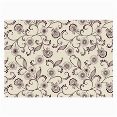 White And Brown Floral Wallpaper Flowers Background Pattern Large Glasses Cloth (2 Sides) by B30l