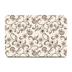 White And Brown Floral Wallpaper Flowers Background Pattern Plate Mats by B30l