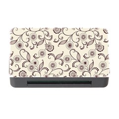 White And Brown Floral Wallpaper Flowers Background Pattern Memory Card Reader With Cf by B30l