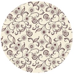 White And Brown Floral Wallpaper Flowers Background Pattern Wooden Bottle Opener (round) by B30l