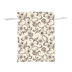 White And Brown Floral Wallpaper Flowers Background Pattern Lightweight Drawstring Pouch (s) by B30l