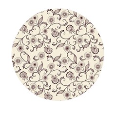 White And Brown Floral Wallpaper Flowers Background Pattern Mini Round Pill Box (pack Of 3) by B30l