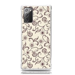 White And Brown Floral Wallpaper Flowers Background Pattern Samsung Galaxy Note 20 Tpu Uv Case by B30l