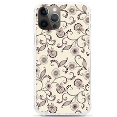 White And Brown Floral Wallpaper Flowers Background Pattern Iphone 12 Pro Max Tpu Uv Print Case by B30l