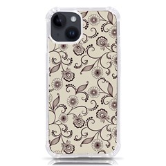 White And Brown Floral Wallpaper Flowers Background Pattern Iphone 14 Tpu Uv Print Case