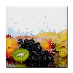 Variety Of Fruit Water Berry Food Splash Kiwi Grape Tile Coaster by B30l