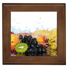 Variety Of Fruit Water Berry Food Splash Kiwi Grape Framed Tile by B30l