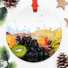 Variety Of Fruit Water Berry Food Splash Kiwi Grape Ornament (round) by B30l