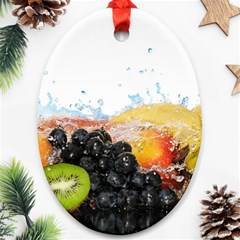 Variety Of Fruit Water Berry Food Splash Kiwi Grape Ornament (oval)