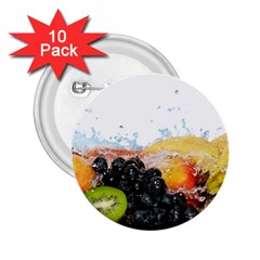 Variety Of Fruit Water Berry Food Splash Kiwi Grape 2 25  Buttons (10 Pack)  by B30l